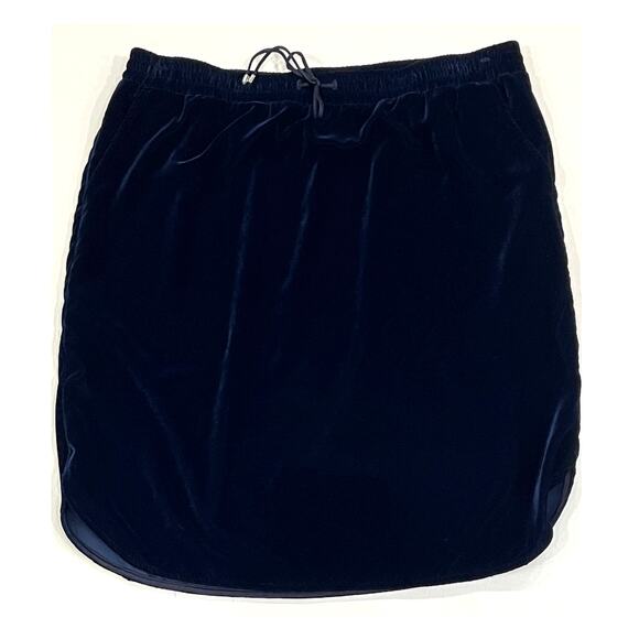 Ralph Lauren Navy Velvet Drawstring Skirt - Picture 1 of 7